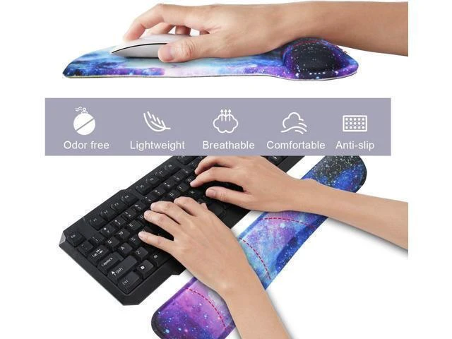 Alt view image 10 of 14 - Mouse Pad with Wrist Support and Keyboard Wrist Rest Pad Set Ergonomic Mouse Pads for Computers Laptop Non-Slip Comfortable Mousepad w/Raised Memory Foam for Easy Typing & Pain Relief (Galaxy)