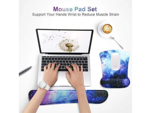 Alt view image 9 of 14 - Mouse Pad with Wrist Support and Keyboard Wrist Rest Pad Set Ergonomic Mouse Pads for Computers Laptop Non-Slip Comfortable Mousepad w/Raised Memory Foam for Easy Typing & Pain Relief (Galaxy)