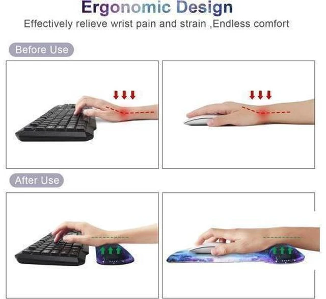 Alt view image 13 of 14 - Mouse Pad with Wrist Support and Keyboard Wrist Rest Pad Set Ergonomic Mouse Pads for Computers Laptop Non-Slip Comfortable Mousepad w/Raised Memory Foam for Easy Typing & Pain Relief (Galaxy)