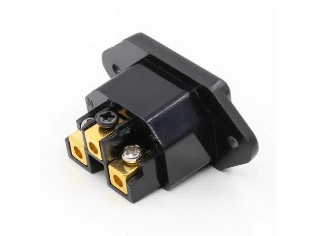 Alt view image 10 of 12 - Hifi audio AC IEC Inlet female 24K Gold plated for hifi amp chassis 1 pcs