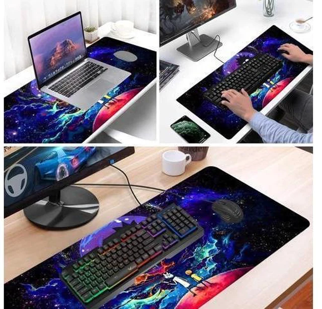 Alt view image 11 of 14 - Large Gaming Mouse Pad Anime Night Sky Space Stars Custom Desk Pad,Mousepad with Non-Slip Rubber Base and Stitched Edges Mouse Mat,Portable Desk Mat for Office,Computer Work,Game,31.5X15.7