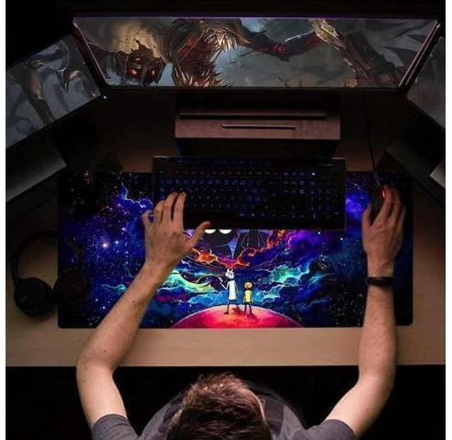 Alt view image 10 of 14 - Large Gaming Mouse Pad Anime Night Sky Space Stars Custom Desk Pad,Mousepad with Non-Slip Rubber Base and Stitched Edges Mouse Mat,Portable Desk Mat for Office,Computer Work,Game,31.5X15.7