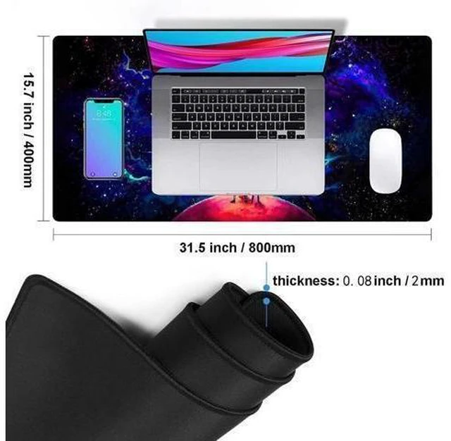 Alt view image 12 of 14 - Large Gaming Mouse Pad Anime Night Sky Space Stars Custom Desk Pad,Mousepad with Non-Slip Rubber Base and Stitched Edges Mouse Mat,Portable Desk Mat for Office,Computer Work,Game,31.5X15.7
