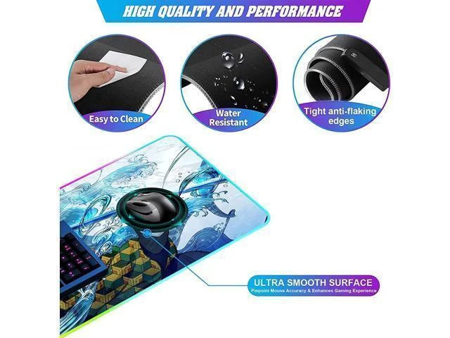 Alt view image 12 of 14 - RGB Large Gaming Mouse Pad Anime Giyuu Sword kimetsu no Yaiba,Laptop Desk Pad,Mousepad with Stitched Edge Frame & Non-Slip Rubber Base,Computer Keyboard and Mice Pads Mouse Mat 31.5X15.7