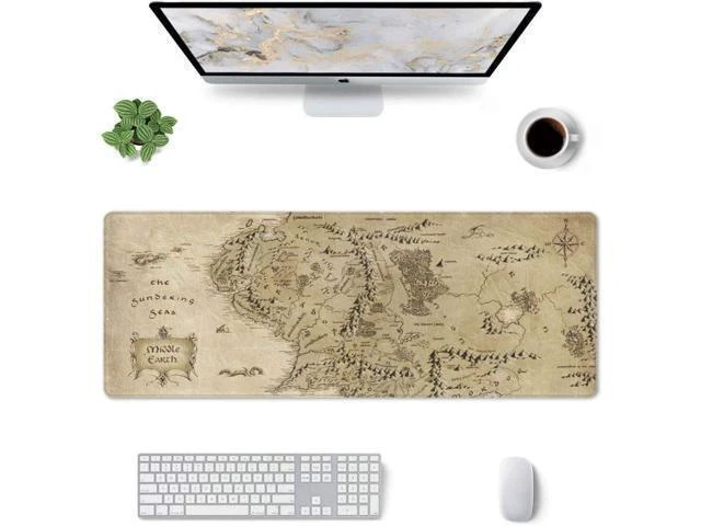 Alt view image 6 of 6 - Gaming Mouse Pad XL Extended Large Mouse Mat Desk Pad 31.5x11.8 Stitched Edges Non Slip Mousepad for Computer Office Keyboard and Laptop-Retro Earth Map