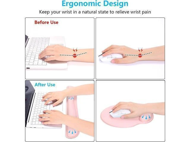 Alt view image 9 of 12 - Keyboard Wrist Rest and Mouse Pad with Wrist Support Cute Memory Foam Cushion for Keyboard and Mouse Set Ergonomic Desktop Pad Rests with Non Slip Base for Easy Typing & Pain Relief Pink