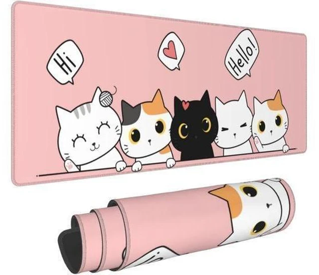 Alt view image 8 of 14 - Pink Cute Kittens Cat Gaming Mouse Pad Large XL Girls Kawaii Desk Mat Long Extended Pads Big Mousepad for Home Office Decor Accessories