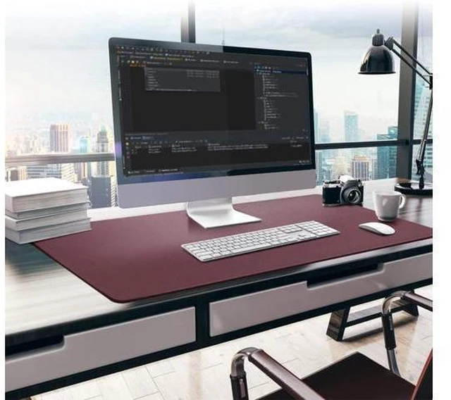 Alt view image 9 of 14 - Dual-Sided Multifunctional Desk Pads, 95x40cmWaterproof Desk Blotter Protector Leather Office Desk Wrting Mat Gaming Mouse Pad (Light Purple)