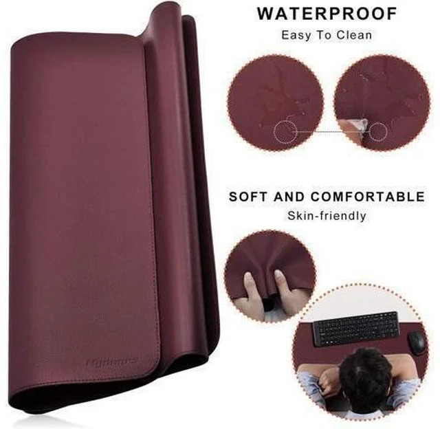 Alt view image 11 of 14 - Dual-Sided Multifunctional Desk Pads, 95x40cmWaterproof Desk Blotter Protector Leather Office Desk Wrting Mat Gaming Mouse Pad (Light Purple)
