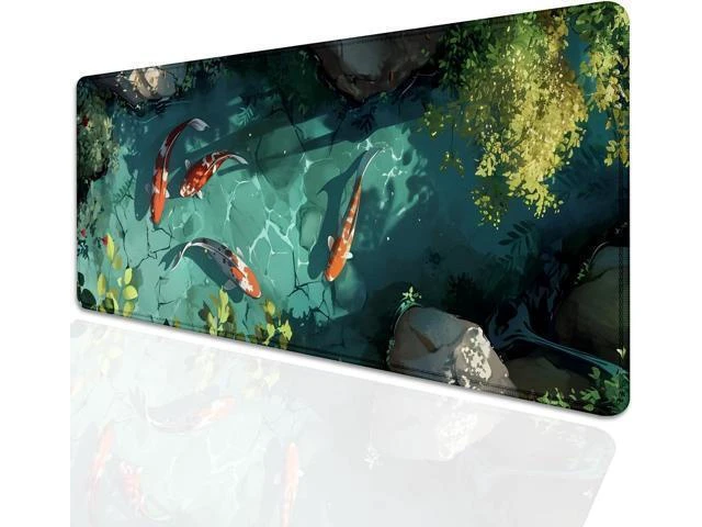 Alt view image 9 of 14 - Japanese Koi Carp Fish Desk Pad Mouse Pad,Large Gaming Mouse Mat with Stitched Edges,Non-Slip Rubber Base Mous Mat for Office,Computer,Keyboard,Laptop and Home Desk Pad(27.5X11.8 in)