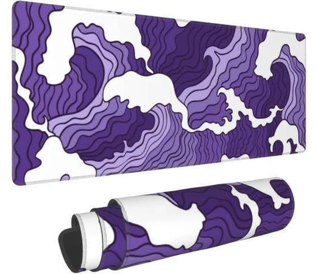 Alt view image 8 of 14 - Japanese Purple Wave Large Mouse Pad XL Extended Gaming Mouse Pad Mat Desk Pad with Stitched Edge,Full Desk Mousepad for Office,Computer,Keyboard 31.5 X 11.8 Inch (Japanese Purple White Wave)