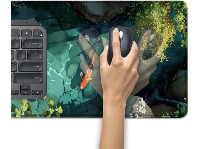 Alt view image 12 of 14 - Japanese Koi Carp Fish Desk Pad Mouse Pad,Large Gaming Mouse Mat with Stitched Edges,Non-Slip Rubber Base Mous Mat for Office,Computer,Keyboard,Laptop and Home Desk Pad(27.5X11.8 in)