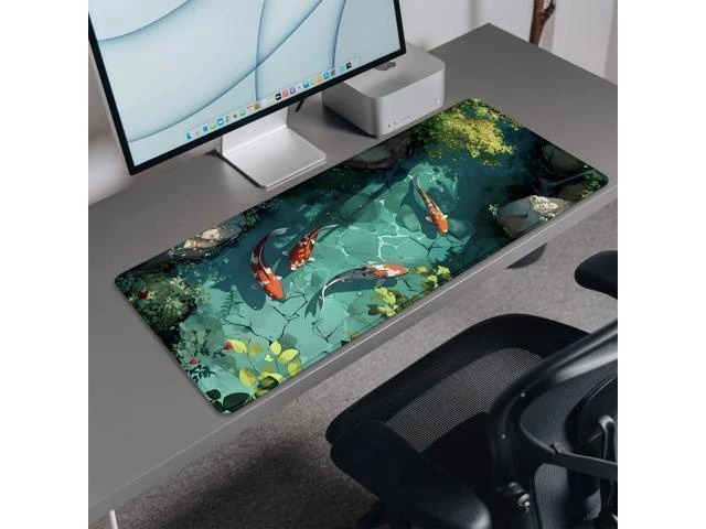 Alt view image 11 of 14 - Japanese Koi Carp Fish Desk Pad Mouse Pad,Large Gaming Mouse Mat with Stitched Edges,Non-Slip Rubber Base Mous Mat for Office,Computer,Keyboard,Laptop and Home Desk Pad(27.5X11.8 in)