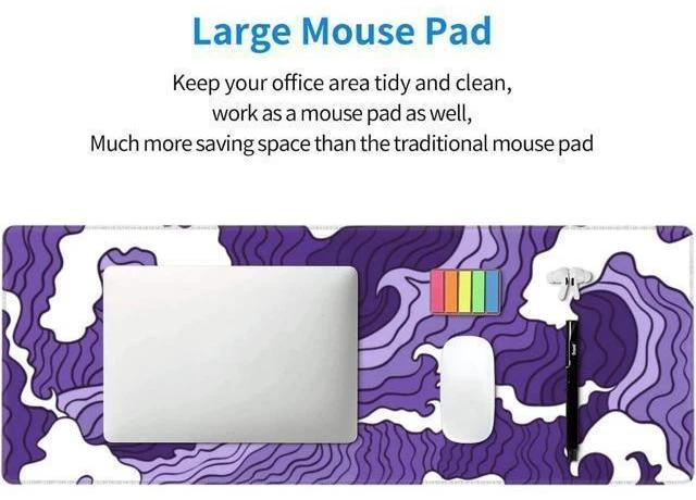 Alt view image 11 of 14 - Japanese Purple Wave Large Mouse Pad XL Extended Gaming Mouse Pad Mat Desk Pad with Stitched Edge,Full Desk Mousepad for Office,Computer,Keyboard 31.5 X 11.8 Inch (Japanese Purple White Wave)