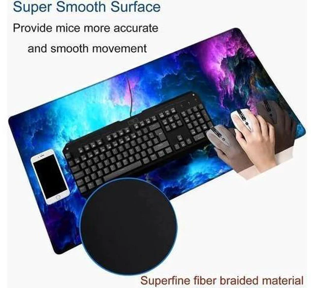 Alt view image 7 of 10 - Gaming Mouse Pad, Large Mouse Pads for Desk, Non-Slip Rubber Base Mousepad, Keyboard Mouse Mat, Desk Pad with Stitched Edges, 31.5x11.8inch, Dazzling Galaxy