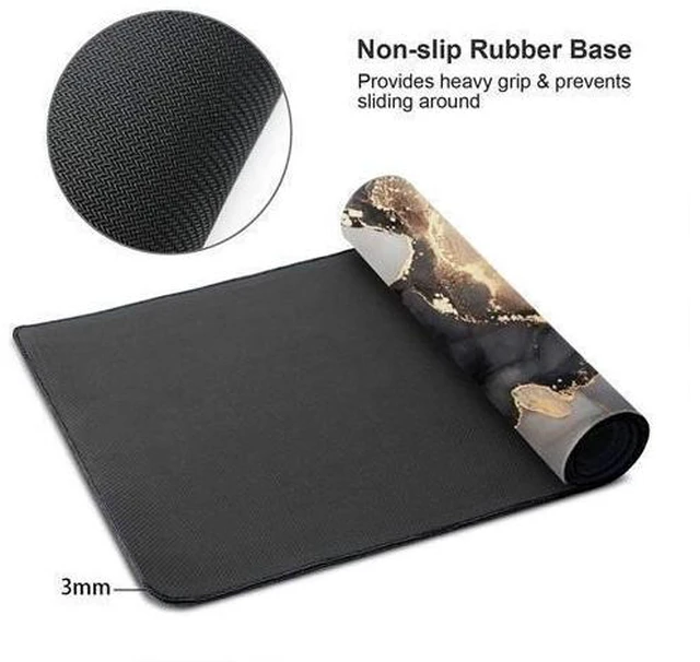 Alt view image 8 of 10 - Black White Ink Marble Art Painting Gaming Mouse Pad Long Extended XL Mousepad Desk Pad Large Rubber Mice Pads Stitched Edges 31.5 X 11.8
