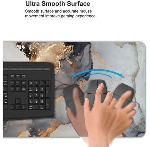 Alt view image 10 of 10 - Black White Ink Marble Art Painting Gaming Mouse Pad Long Extended XL Mousepad Desk Pad Large Rubber Mice Pads Stitched Edges 31.5 X 11.8