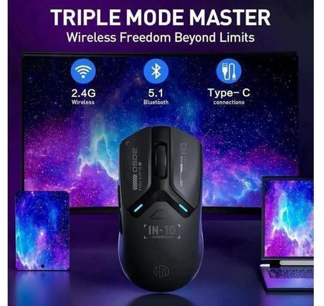 Alt view image 11 of 14 - Superlight Wireless Gaming Mouse, 60g Lightweight, 8K Polling Rate, up to 26,000 DPI, Tri-Mode Bluetooth 5.0 / 2.4G wireless / Type-C wired modes Gaming Mice, PAW3395 Sensor, Fully Programmable