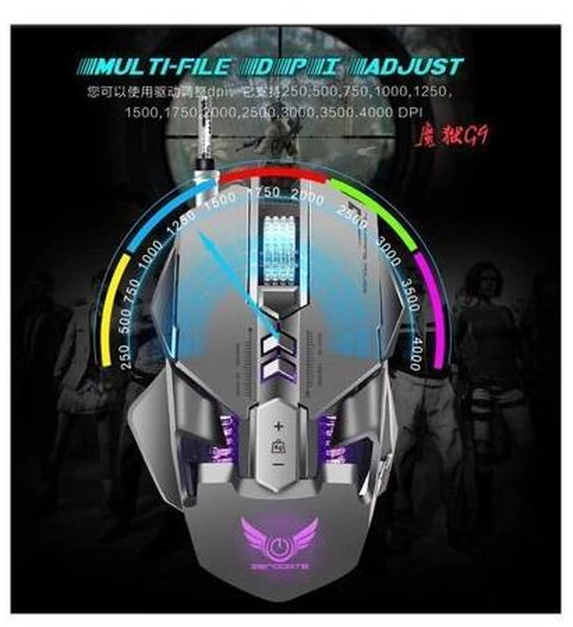 Alt view image 9 of 14 - NEW ZERODATE G9 Mechanical Gaming Mouse Game Competitive Mice Adjustable 4000DPI Programmable 7 Buttons LED backlight for PC Gamer