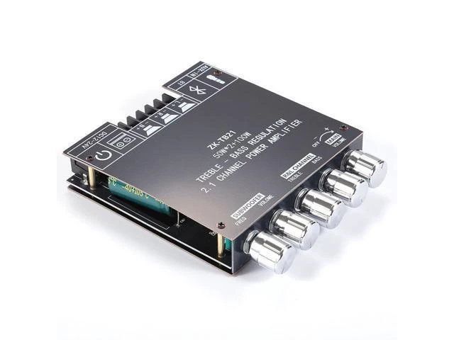 Alt view image 6 of 10 - ZK-TB21 2.1-channel Bluetooth digital power amplifier module with adjustable bass and treble, low-frequency speaker featuring TPA3116D2 original chip