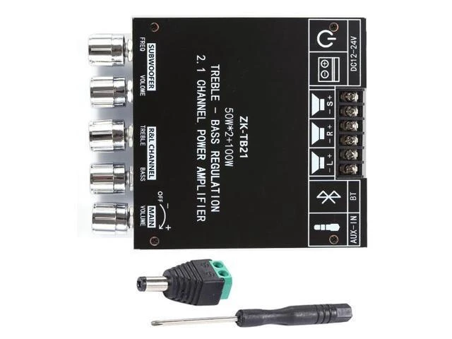 Alt view image 8 of 10 - ZK-TB21 2.1-channel Bluetooth digital power amplifier module with adjustable bass and treble, low-frequency speaker featuring TPA3116D2 original chip