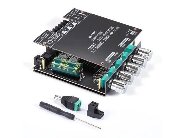 Alt view image 10 of 10 - ZK-TB21 2.1-channel Bluetooth digital power amplifier module with adjustable bass and treble, low-frequency speaker featuring TPA3116D2 original chip