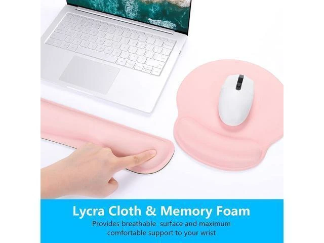 Alt view image 10 of 12 - Keyboard Wrist Rest and Mouse Pad with Wrist Support Cute Memory Foam Cushion for Keyboard and Mouse Set Ergonomic Desktop Pad Rests with Non Slip Base for Easy Typing & Pain Relief Pink
