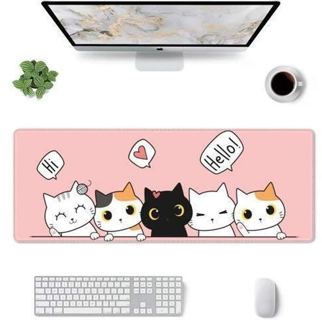 Alt view image 9 of 14 - Pink Cute Kittens Cat Gaming Mouse Pad Large XL Girls Kawaii Desk Mat Long Extended Pads Big Mousepad for Home Office Decor Accessories