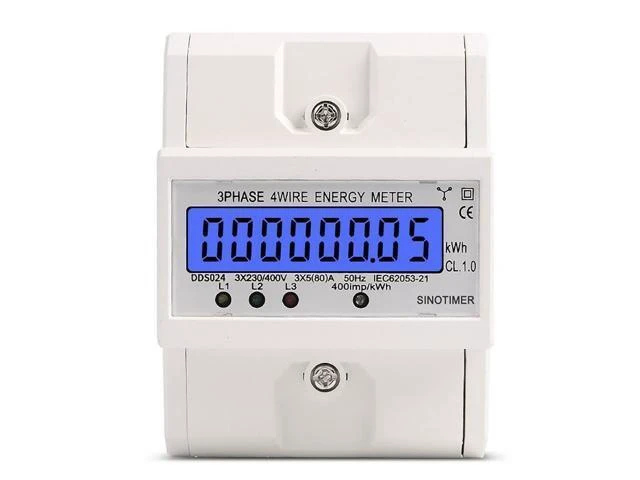 Alt view image 5 of 8 - Din Rail 3 Phase 4 Wire Electronic Watt Power Consumption Energy Meter Wattmeter KWh 5-80A 380V AC 50Hz LCD Backlight Display