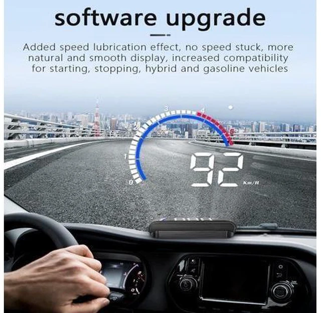 Alt view image 10 of 14 - Car HUD Display Head Up Display Windshield Projector with Speed Digital Clock Overspeed Warning Mileage Measurement Water Temperature Direction Single Range Display for All Vehicles