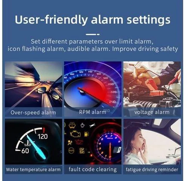 Alt view image 13 of 14 - Car HUD Display Head Up Display Windshield Projector with Speed Digital Clock Overspeed Warning Mileage Measurement Water Temperature Direction Single Range Display for All Vehicles