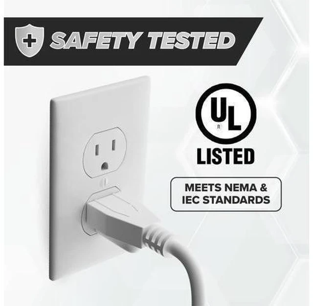 Alt view image 13 of 14 - 15 FT - 3 Prong AC Power Cable for Computer, Medical, Server, & Desktop - C13 Power Supply Cord - NEMA 5-15P to C13 / IEC 320-15 Feet (4 Meters), White