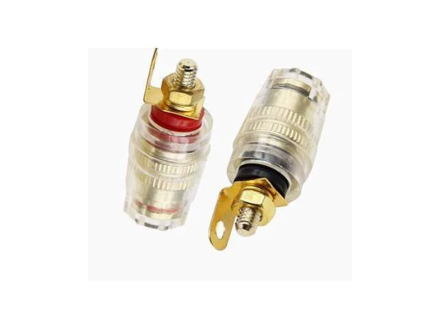 Alt view image 5 of 8 - Gold-plated M4 copper transparent crystal power amplifier speaker speaker cabinet wiring terminal connector banana plug socket