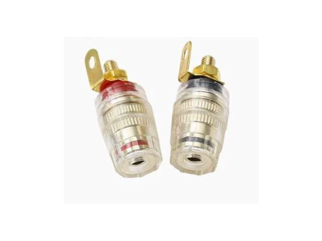 Alt view image 6 of 8 - Gold-plated M4 copper transparent crystal power amplifier speaker speaker cabinet wiring terminal connector banana plug socket