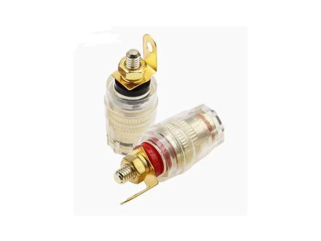 Alt view image 7 of 8 - Gold-plated M4 copper transparent crystal power amplifier speaker speaker cabinet wiring terminal connector banana plug socket