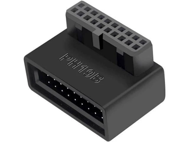 Alt view image 7 of 12 - USB 3.0 90 Degree Motherboard Adapter 19 Pin/20 Pin Male to Female Exteon Adapter L Turn Right Angle Socket for Desktop Motherboard (Down Angle PH19B) - OEM