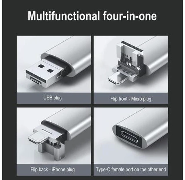 Alt view image 12 of 14 - 4 in 1 OTG Adapter USB to Type-C Adapter Lightning Female to Type C Male PD Fast Charging Adapter for iPhone15 Series USB C to Lightning Fast Charging Data Transfer ConverterCables and Adapters - OEM