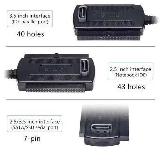 Alt view image 10 of 14 - SinLoon USB to SATA IDE Converter Cable Adapter USB 2.0 to 2.5/3.5/5.25in IDE and SATA Adapter Cable (1.8FT/Black)