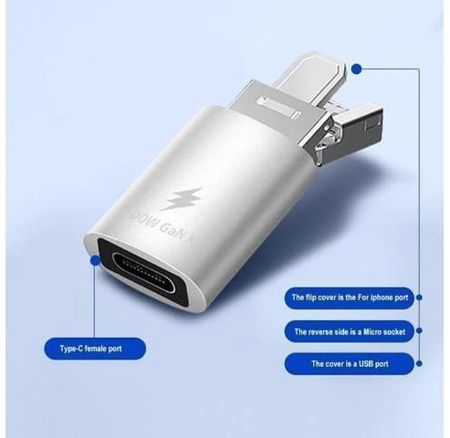Alt view image 9 of 14 - 4 in 1 OTG Adapter USB to Type-C Adapter Lightning Female to Type C Male PD Fast Charging Adapter for iPhone15 Series USB C to Lightning Fast Charging Data Transfer ConverterCables and Adapters - OEM