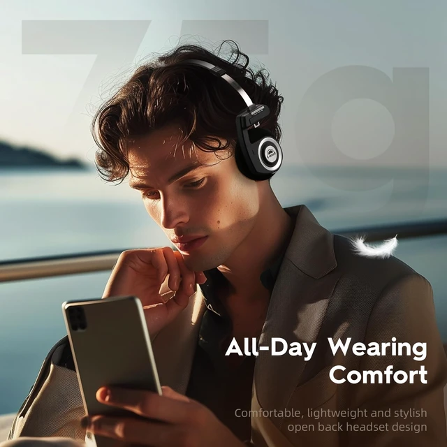 Alt view image 3 of 7 - Classic On-Ear Headphones, Retro Style, BT Wireless Retro Headphones, Ultra Lightweight Retro Headsts/Bullt-in Mic/40mm Class Composite Film/BT 5.3 & Wired Two Connection Modes, BT/Black