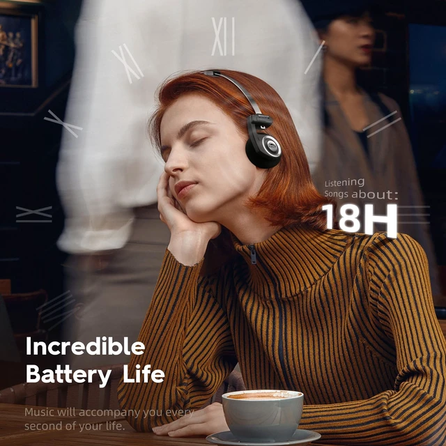 Alt view image 4 of 7 - Classic On-Ear Headphones, Retro Style, BT Wireless Retro Headphones, Ultra Lightweight Retro Headsts/Bullt-in Mic/40mm Class Composite Film/BT 5.3 & Wired Two Connection Modes, BT/Black