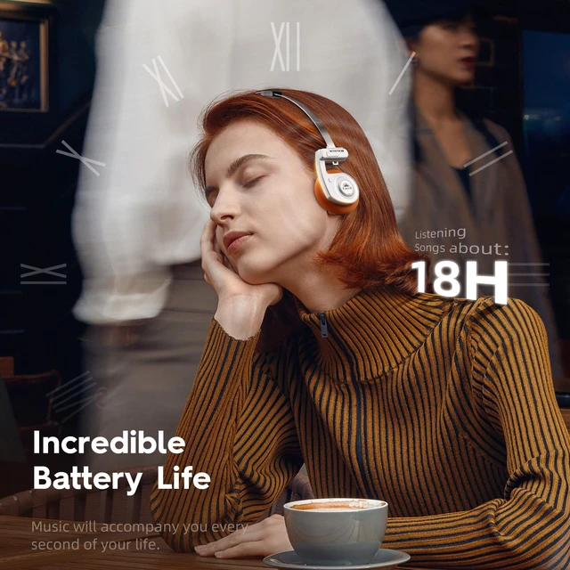 Alt view image 4 of 7 - Classic Portable Headphones, Retro Style, Bluetooth Wireless Retro Headphones,Ultra Lightweight/All Day Playtime/Bullt-in Mic/40mm Class Composite Film/BT 5.3 & Wired Two Connection Modes Green