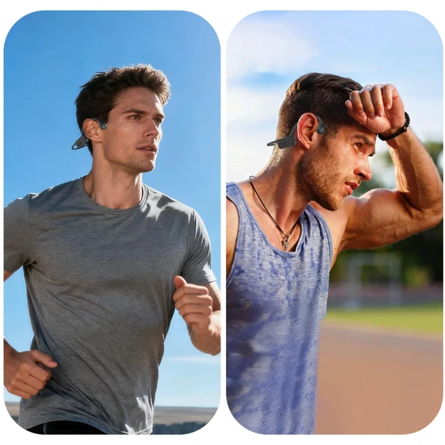 Alt view image 6 of 6 - IPX8 Waterproof Bone Conduction Bluetooth Headphones Open-Ear 3-in-1 Bluetooth + FM + Receiver, 15H Playtime, Swim/Running/Cycling Wireless Headset,Compatible T6 Transmitter
