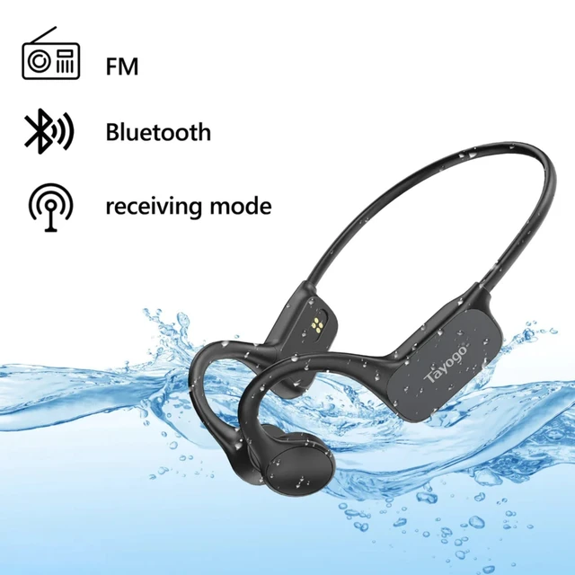 Alt view image 2 of 7 - IPX8 Waterproof Bone Conduction Bluetooth Headphones Open-Ear 3-in-1 Bluetooth + FM + Receiver, 15H Playtime, Swim/Running/Cycling Wireless Headset,Compatible T6 Transmitter
