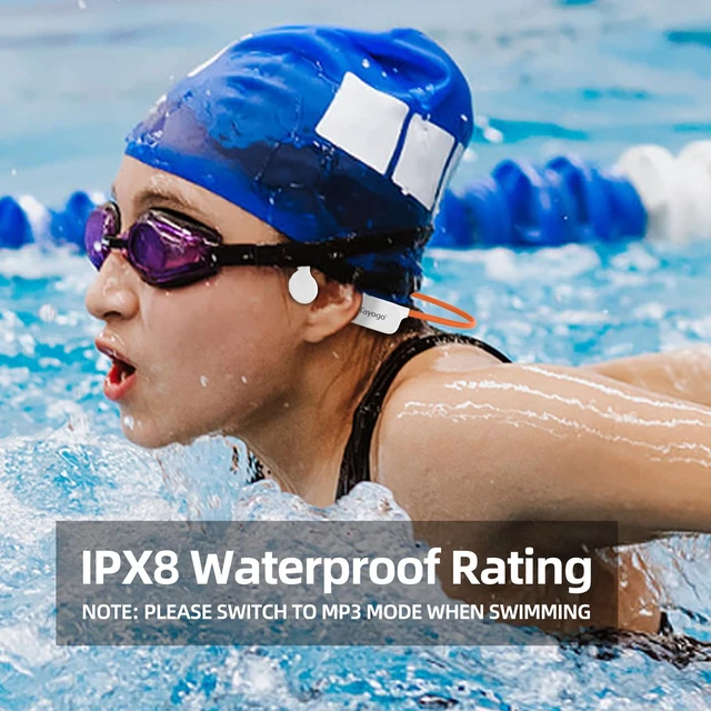 Alt view image 2 of 6 - IPX8 Waterproof Bone Conduction Bluetooth Headphones Open-Ear 3-in-1 Bluetooth + FM + Receiver, 15H Playtime, Swim/Running/Cycling Wireless Headset,Compatible T6 Transmitter