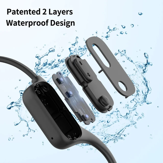 Alt view image 6 of 7 - IPX8 Waterproof Bone Conduction Bluetooth Headphones Open-Ear 3-in-1 Bluetooth + FM + Receiver, 15H Playtime, Swim/Running/Cycling Wireless Headset,Compatible T6 Transmitter
