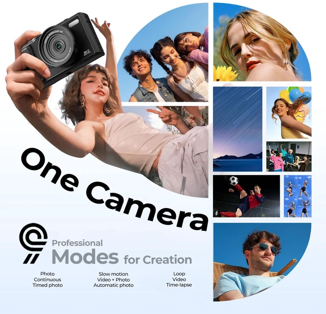 Alt view image 7 of 7 - 5K Wi-Fi Digital Camera for Photography, 80MP Autofoucs Vlogging Camera for YouTube with 3" 180° Flip Screen, 18X Digital Zoom Travel Camera for Beginner, Teens with 64GB Memory Card 2 Batteries