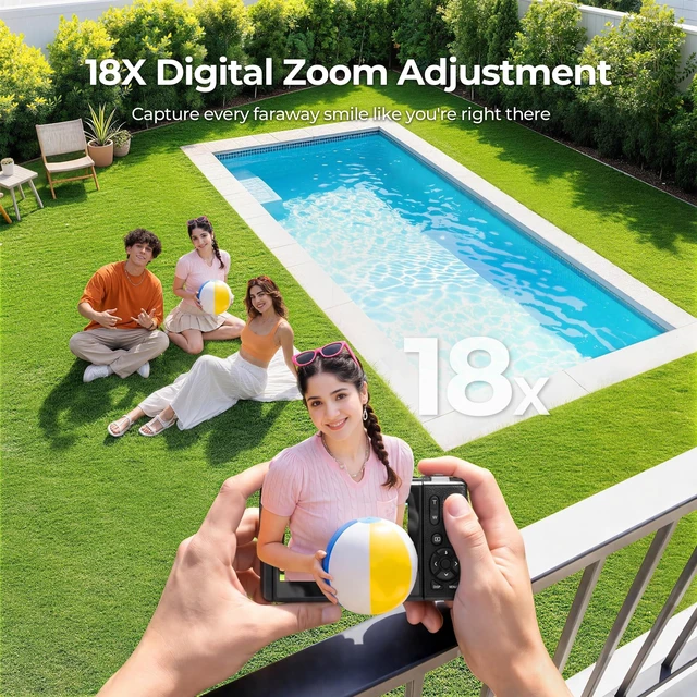 Alt view image 6 of 7 - 5K Wi-Fi Digital Camera for Photography, 80MP Autofoucs Vlogging Camera for YouTube with 3" 180° Flip Screen, 18X Digital Zoom Travel Camera for Beginner, Teens with 64GB Memory Card 2 Batteries