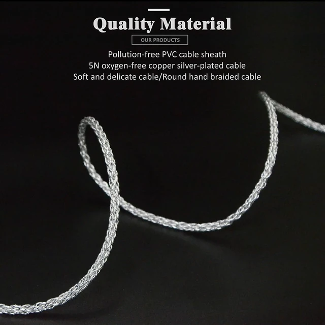 Alt view image 4 of 7 - 5N OFC Silver Plating+Graphene Mixed Braid Earphone Replacement Cables for Sennheiser IE900 IE600 IE300 IE200 3.5mm Plug