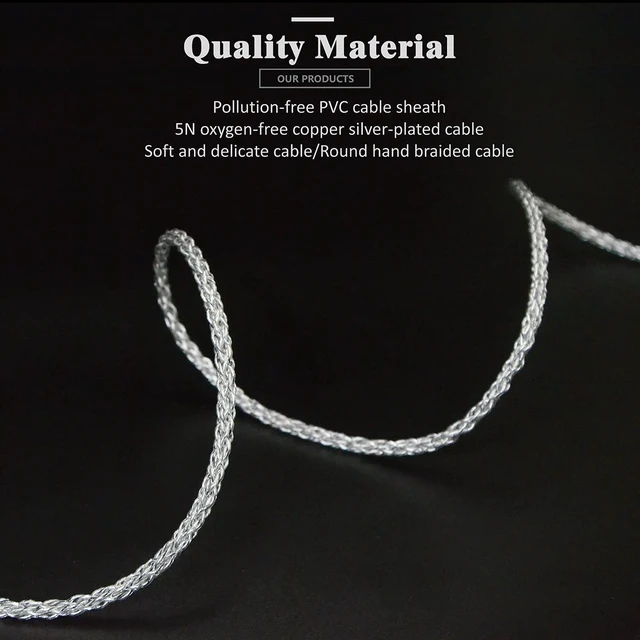 Alt view image 4 of 7 - MMCX Plug 5N OFC Silver Plating+Graphene Earphone Cables for SHURE SE846 SE535 SE425 AONIC 4 5 Xelento Remote T8iE T9iE Fidue A83 Sirius MkII Dunu DK3001Pro DK4001 W60 W80 (3.5mm, MMCX)